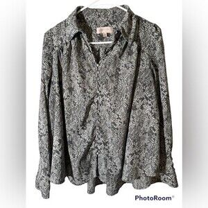 Philosophy Long Sleeve Snake Skin Blouse Top Size M